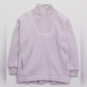 Aerie Dream Sherpa Quarter Zip Sweatshirt Pullover 💜